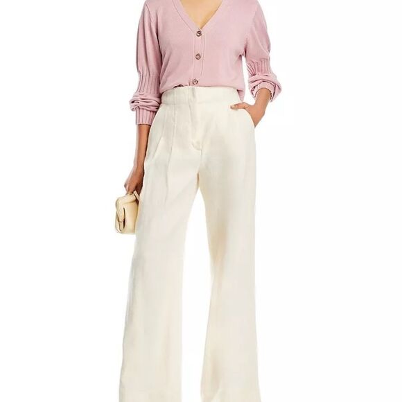 Nancy Yang Pink Ruched Long Sleeved Women’s Cardigan Ribbed Cuffs Size Medium - Picture 5 of 6